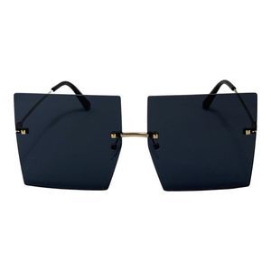 6085 | Black Rimless Large Square Sunglasses